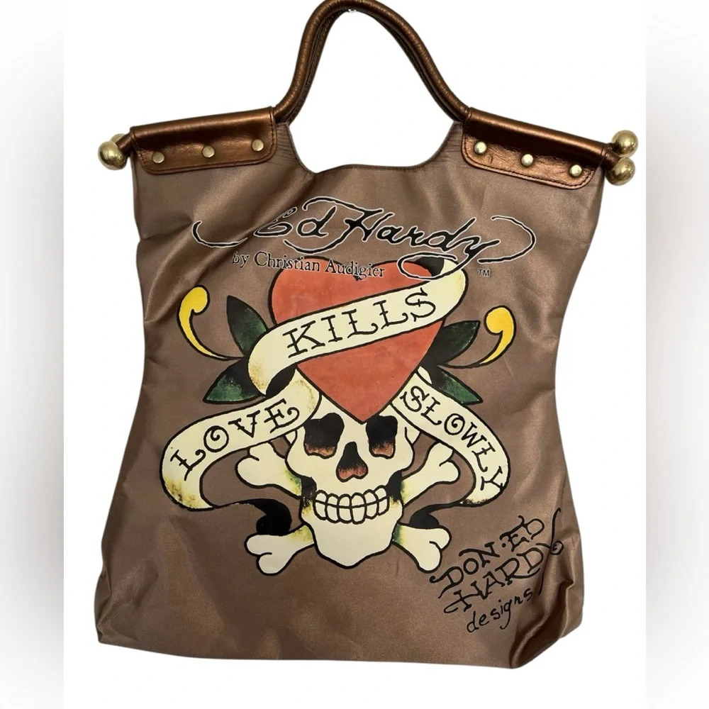 Vintage Ed Hardy bag by Christian Audigier Love Kill slowly tote Y2K